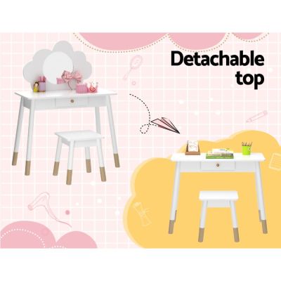 keezi kids dressing table chair set vanity makeup wooden leg mirror drawer keezi kids dressing table chair set vanity makeup wooden leg mirror drawer