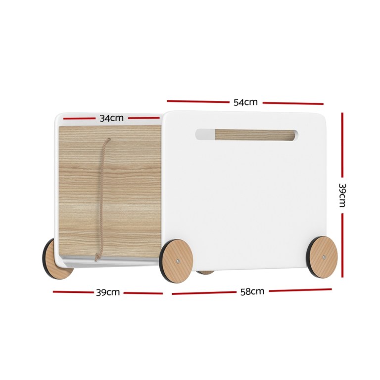 keezi kids toy box container children chest storage clothes organiser wheels
