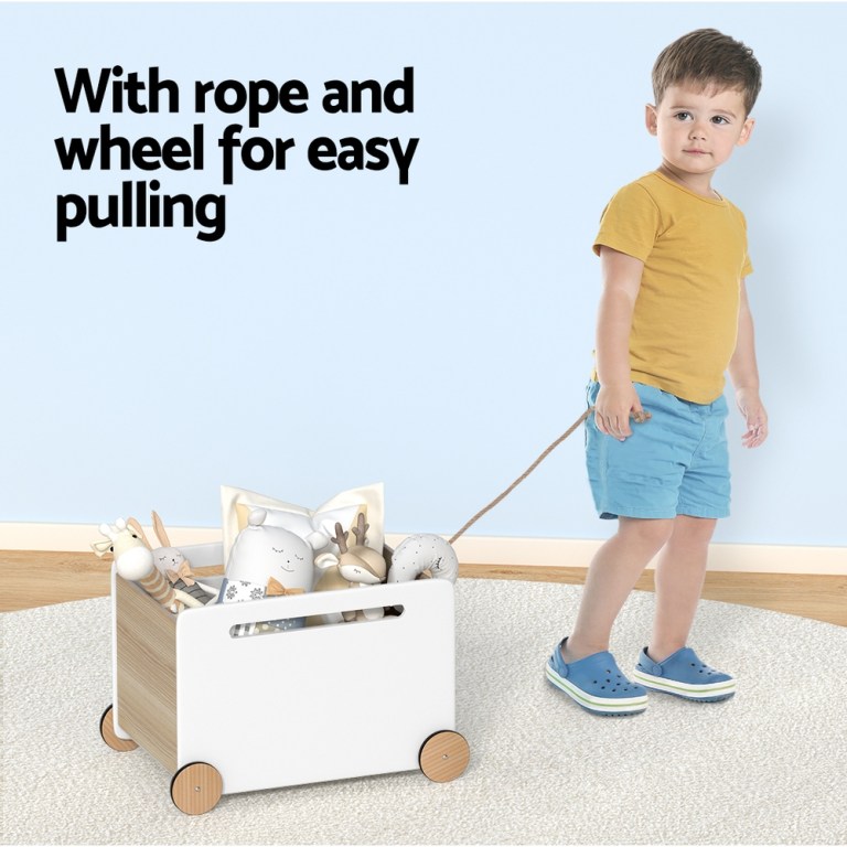 keezi kids toy box container children chest storage clothes organiser wheels