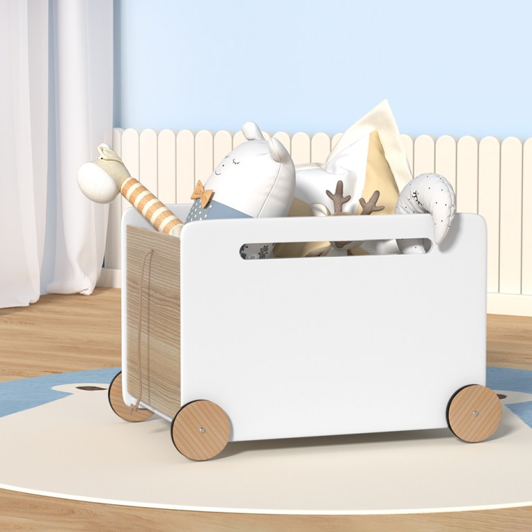 keezi kids toy box container children chest storage clothes organiser wheels