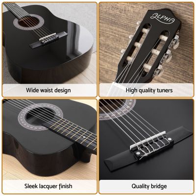 alpha 38 inch acoustic guitar full size classical cutaway nylon string black alpha 38 inch acoustic guitar full size classical cutaway nylon string black