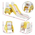 keezi kids slide set toddler indoor playset bookshelf drawing board yellow