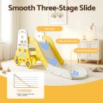 keezi kids slide set toddler indoor playset bookshelf drawing board yellow