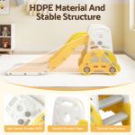 keezi kids slide set toddler indoor playset bookshelf drawing board yellow