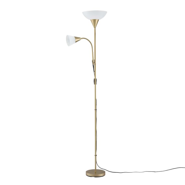artiss gold floor lamp with reading light | mother and child standing lamp with 360 flexible gooseneck, individual switch & plate shade, e27 & e14 bulb (not included) home living room office reading artiss gold floor lamp with reading light | mother and child standing lamp with 360 flexible gooseneck, individual switch & plate shade, e27 & e14 bulb (not included) home living room office reading