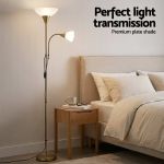 artiss gold floor lamp with reading light | mother and child standing lamp with 360 flexible gooseneck, individual switch & plate shade, e27 & e14 bulb (not included) home living room office reading artiss gold floor lamp with reading light | mother and child standing lamp with 360 flexible gooseneck, individual switch & plate shade, e27 & e14 bulb (not included) home living room office reading