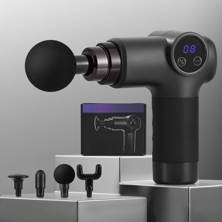 everfit massage gun 8 speed 4 heads vibration muscle massager chargeable black