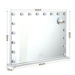 embellir 90x60cm makeup mirror large hollywood vanity mirror with 18 dimmable led bulbs