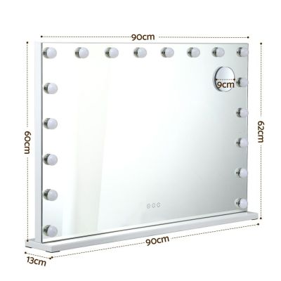 embellir 90x60cm makeup mirror large hollywood vanity mirror with 18 dimmable led bulbs
