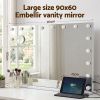 embellir 90x60cm makeup mirror large hollywood vanity mirror with 18 dimmable led bulbs