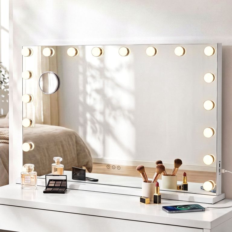 embellir 90x60cm makeup mirror large hollywood vanity mirror with 18 dimmable led bulbs