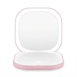 embellir led compact mirror lighted travel makeup mirror pocket sized 1x 10x magnification square pink