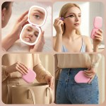 embellir led compact mirror lighted travel makeup mirror pocket sized 1x 10x magnification square pink