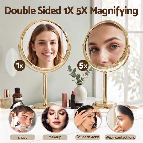 embellir makeup mirror 20x20cm 1x 5x magnifying rotation tabletop gold embellir makeup mirror 20x20cm 1x 5x magnifying rotation tabletop gold