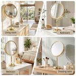 embellir makeup mirror 20x20cm 1x 5x magnifying rotation tabletop gold