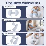 giselle bedding cooling pregnancy pillow adjustable maternity pillow for sleeping, body pillows for adults support back, belly, and hips, blue 37x87 cm
