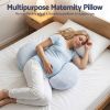 giselle bedding cooling pregnancy pillow adjustable maternity pillow for sleeping, body pillows for adults support back, belly, and hips, blue 37x87 cm