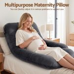 giselle bedding pregnancy pillow g shaped full body pillow for back and belly support maternity pillow with removable cover, dark grey 135x70 cm