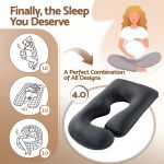 giselle bedding pregnancy pillow g shaped full body pillow for back and belly support maternity pillow with removable cover, dark grey 135x70 cm