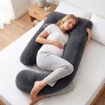 giselle bedding pregnancy pillow g shaped full body pillow for back and belly support maternity pillow with removable cover, dark grey 135x70 cm