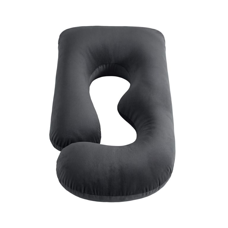 giselle bedding pregnancy pillow g shaped full body pillow for back and belly support maternity pillow with removable cover, dark grey 135x70 cm