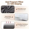 giselle bedding pregnancy pillow for side sleeping l shaped maternity body pillow for women 100% cotton jersey cover for head neck belly support, 63x115 cm grey