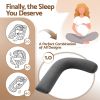 giselle bedding pregnancy pillow for side sleeping l shaped maternity body pillow for women 100% cotton jersey cover for head neck belly support, 63x115 cm grey