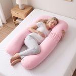 giselle bedding pregnancy pillow u shaped full body pillow with 100% cotton jersey cover maternity pillow for sleeping reading, pink, 73x133cm giselle bedding pregnancy pillow u shaped full body pillow with 100% cotton jersey cover maternity pillow for sleeping reading, pink, 73x133cm