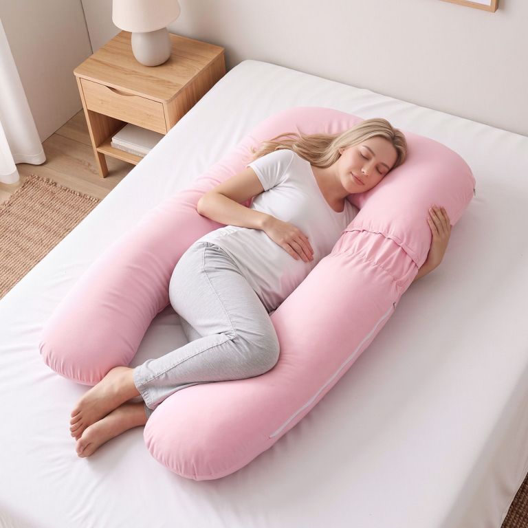 giselle bedding pregnancy pillow u shaped full body pillow with 100% cotton jersey cover maternity pillow for sleeping reading, pink, 73x133cm giselle bedding pregnancy pillow u shaped full body pillow with 100% cotton jersey cover maternity pillow for sleeping reading, pink, 73x133cm