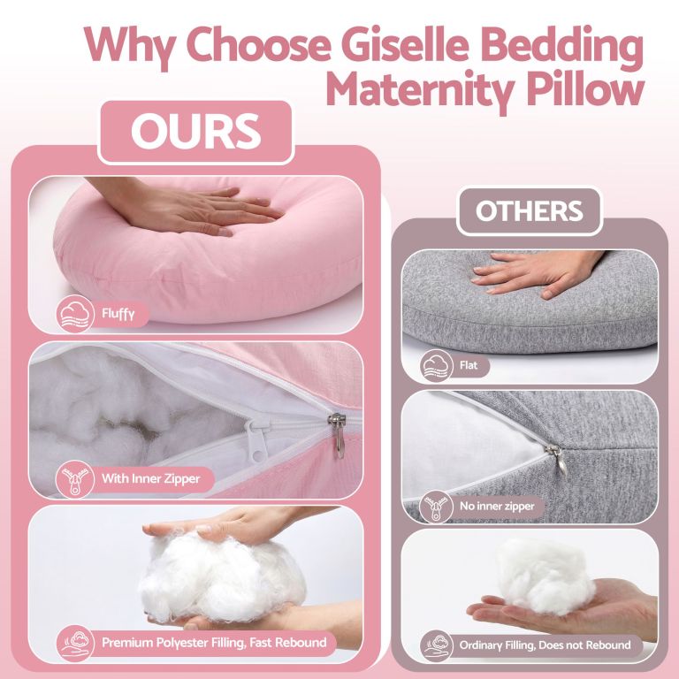 giselle bedding pregnancy pillow u shaped full body pillow with 100% cotton jersey cover maternity pillow for sleeping reading, pink, 73x133cm giselle bedding pregnancy pillow u shaped full body pillow with 100% cotton jersey cover maternity pillow for sleeping reading, pink, 73x133cm