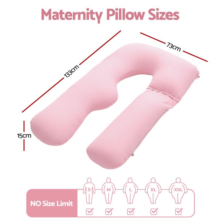 giselle bedding pregnancy pillow u shaped full body pillow with 100% cotton jersey cover maternity pillow for sleeping reading, pink, 73x133cm giselle bedding pregnancy pillow u shaped full body pillow with 100% cotton jersey cover maternity pillow for sleeping reading, pink, 73x133cm