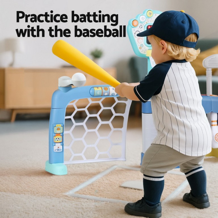 keezi kids basketball hoop stand bowling baseball golf game sports toys set blue