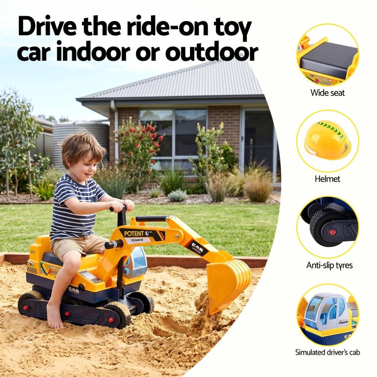 keezi kids ride on toy car bulldozer and digger with helmet outdoor sandpit toys yellow keezi kids ride on toy car bulldozer and digger with helmet outdoor sandpit toys yellow