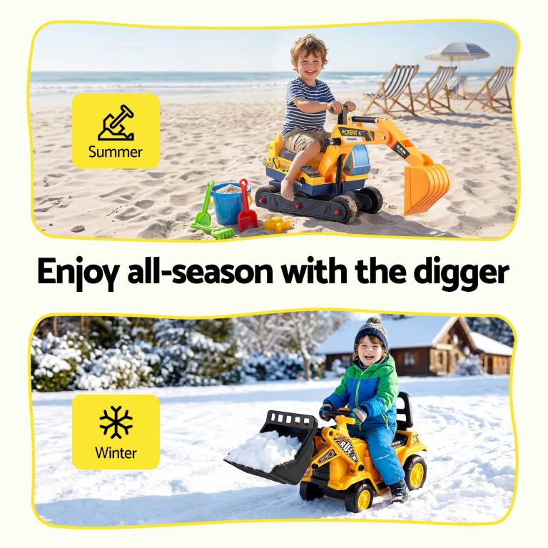 keezi kids ride on toy car bulldozer and digger with helmet outdoor sandpit toys yellow keezi kids ride on toy car bulldozer and digger with helmet outdoor sandpit toys yellow