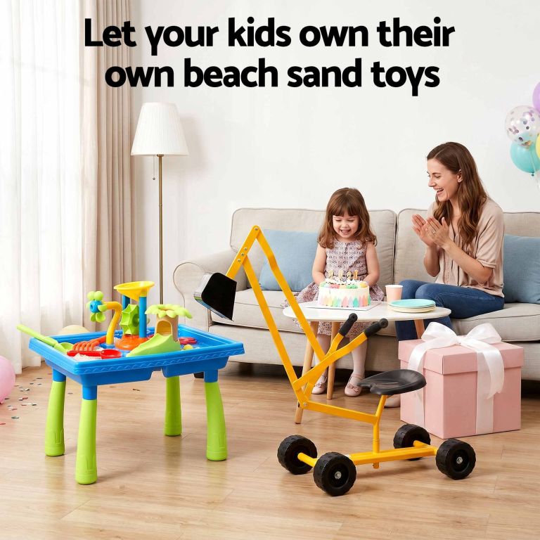 keezi ride on digger with sand and water table sandpit toys set
