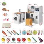 keezi kids wooden kitchen playset 2 piece pretend toy kitchen 29pc food set