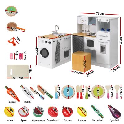 keezi kids wooden kitchen playset 2 piece pretend toy kitchen 29pc food set keezi kids wooden kitchen playset 2 piece pretend toy kitchen 29pc food set