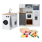 keezi kids wooden kitchen playset 2 piece pretend toy kitchen 29pc food set