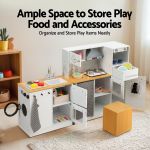 keezi kids wooden kitchen playset 2 piece pretend toy kitchen 29pc food set