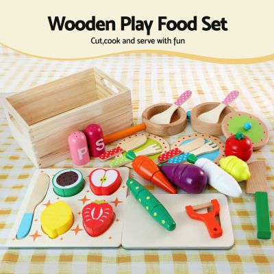 keezi kids wooden kitchen playset 2 piece pretend toy kitchen 29pc food set keezi kids wooden kitchen playset 2 piece pretend toy kitchen 29pc food set