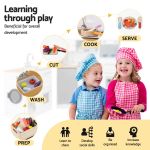 keezi kids wooden kitchen playset 2 piece pretend toy kitchen 29pc food set
