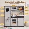 keezi kids play kitchen pretend toy kitchen with wooden play food set keezi kids play kitchen pretend toy kitchen with wooden play food set