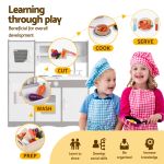 keezi kids play kitchen pretend toy kitchen with wooden play food set