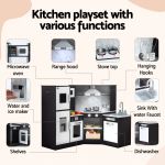 keezi kids wooden kitchen playset 29pc food set black white