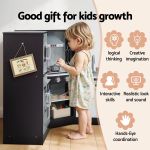 keezi kids wooden kitchen playset 29pc food set black white