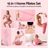 everfit pilates ring set for women, 15pcs home workout pilates equipment with ring, ball, yoga socks, d ring etc. pilates starter kit for strength, toning and flexibility pink