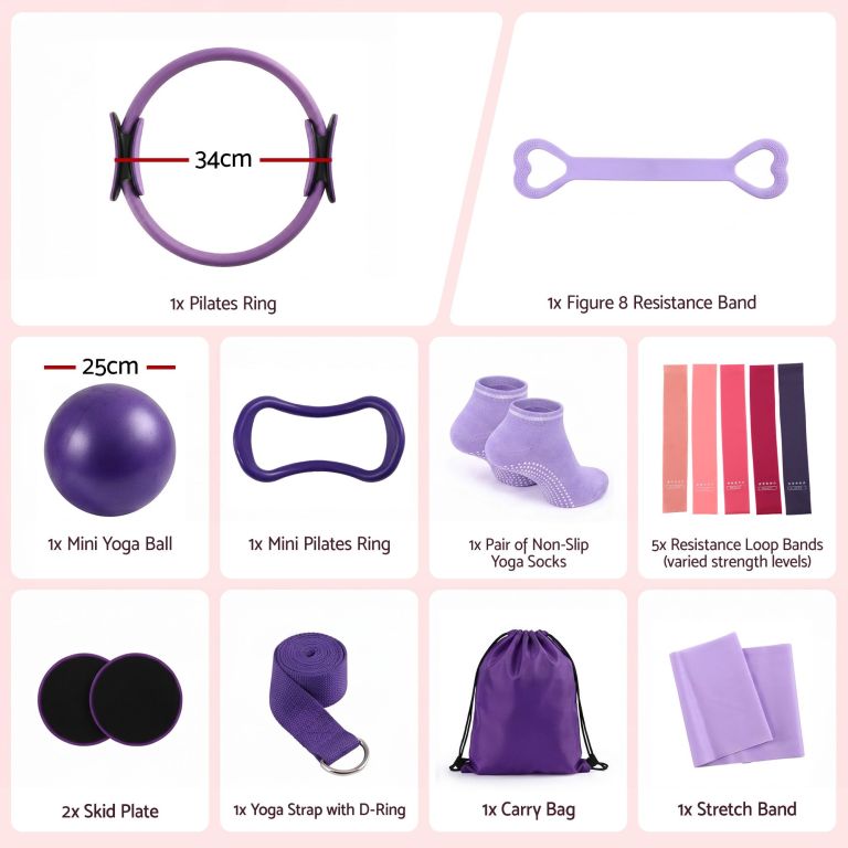 everfit pilates ring set for women, 15pcs home workout pilates equipment with ring, ball, yoga socks, d ring etc. pilates starter kit for strength, toning and flexibility purple everfit pilates ring set for women, 15pcs home workout pilates equipment with ring, ball, yoga socks, d ring etc. pilates starter kit for strength, toning and flexibility purple