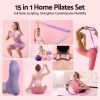 everfit pilates ring set for women, 15pcs home workout pilates equipment with ring, ball, yoga socks, d ring etc. pilates starter kit for strength, toning and flexibility purple