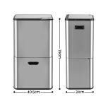 cefito 63l rubbish bin 3 compartment stainless steel split door trash can silver cefito 63l rubbish bin 3 compartment stainless steel split door trash can silver