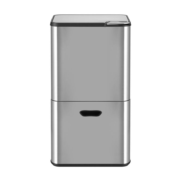 cefito 63l rubbish bin 3 compartment stainless steel split door trash can silver cefito 63l rubbish bin 3 compartment stainless steel split door trash can silver